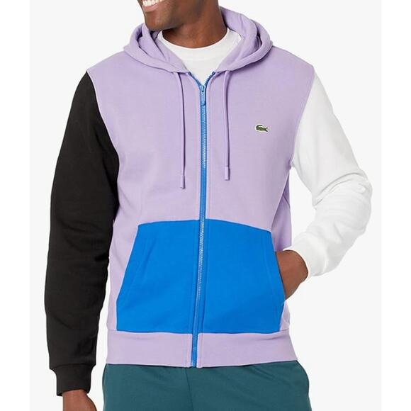 Lacoste Men's Long Sleeve Colorblock Mix Full Zip Sweatshirt XL - Picture 1 of 3
